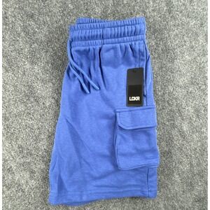 LCKR Boys Large 14-16 Blue GSB Fleece French Terry Drawstring Cargo Shorts NWT